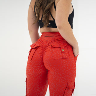 Curve Cargo EVO Leggings Pattern - Red Cheetah