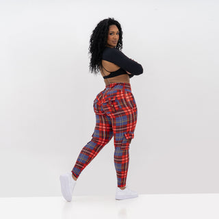 Curve Cargo EVO Leggings Pattern - Red Gingham