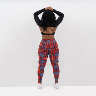 Curve Cargo EVO Leggings Pattern - Red Gingham