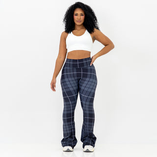 Curve Cargo Flare Leggings - Charcoal Gingham