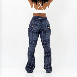Curve Cargo Flare Leggings - Charcoal Gingham