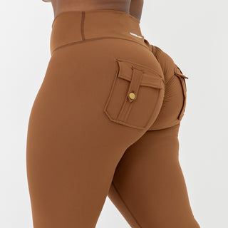 Curve Cargo Flare Leggings - Mocha