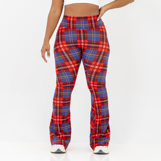 Curve Cargo Flare Leggings - Red Gingham