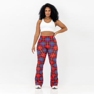 Curve Cargo Flare Leggings - Red Gingham