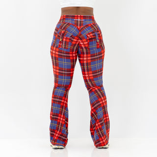 Curve Cargo Flare Leggings - Red Gingham