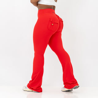 Curve Cargo Flare Leggings - Scarlet
