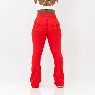 Curve Cargo Flare Leggings - Scarlet
