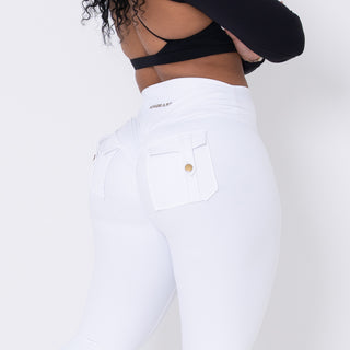 Curve Cargo Flare Leggings - White