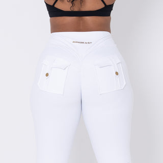Curve Cargo Flare Leggings - White