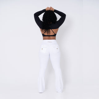 Curve Cargo Flare Leggings - White