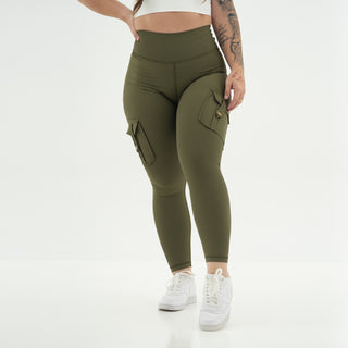 Curve Cargo Leggings - Army Green