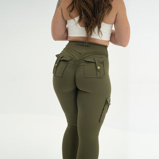 Curve Cargo Leggings - Army Green