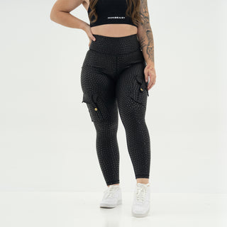 Curve Cargo Leggings Pattern - Black Python