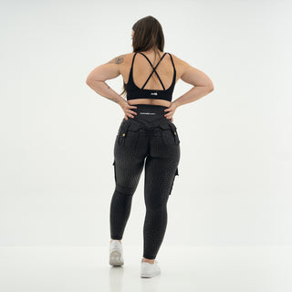 Curve Cargo Leggings Pattern - Black Python