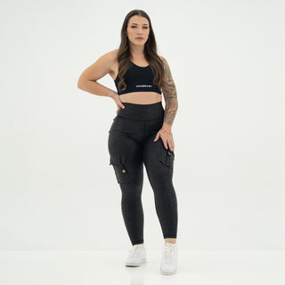 Curve Cargo Leggings Pattern - Black Python
