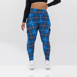 Curve Cargo Leggings Pattern - Blue Gingham
