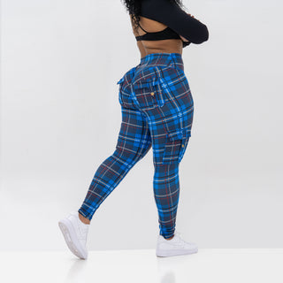Curve Cargo Leggings Pattern - Blue Gingham