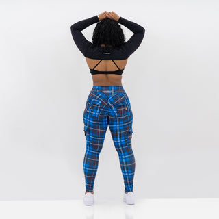 Curve Cargo Leggings Pattern - Blue Gingham