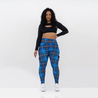 Curve Cargo Leggings Pattern - Blue Gingham