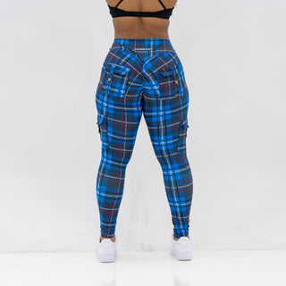Curve Cargo Leggings Pattern - Blue Gingham