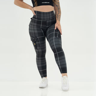 Curve Cargo Leggings Pattern - Charcoal Gingham