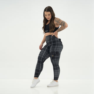 Curve Cargo Leggings Pattern - Charcoal Gingham
