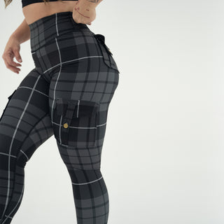 Curve Cargo Leggings Pattern - Charcoal Gingham