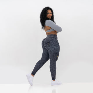 Curve Cargo Leggings Pattern - Charcoal Zebra