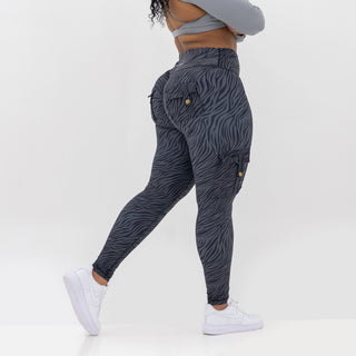 Curve Cargo Leggings Pattern - Charcoal Zebra