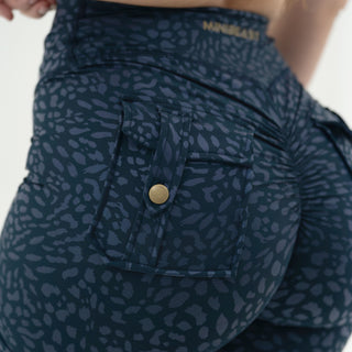 Curve Cargo Leggings Pattern - Navy Cheetah