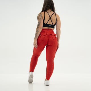 Curve Cargo Leggings Pattern - Red Cheetah