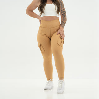 Curve Cargo Leggings Pattern - Tan Cheetah