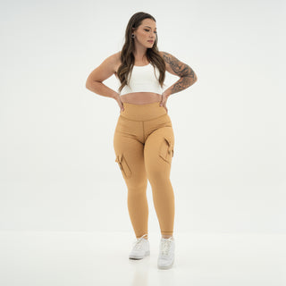 Curve Cargo Leggings Pattern - Tan Cheetah