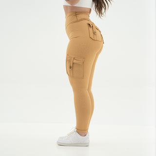 Curve Cargo Leggings Pattern - Tan Cheetah
