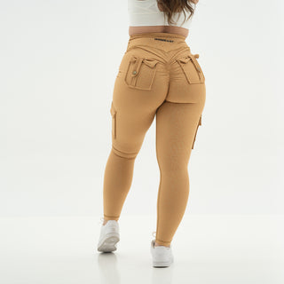 Curve Cargo Leggings Pattern - Tan Cheetah