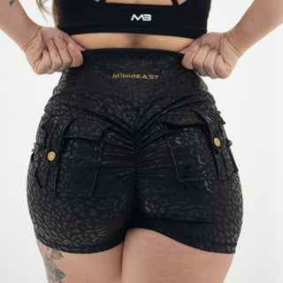 Curve Cargo Shorts Pattern - Black Cheetah