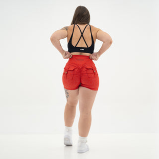 Curve Cargo Shorts Pattern - Red Cheetah