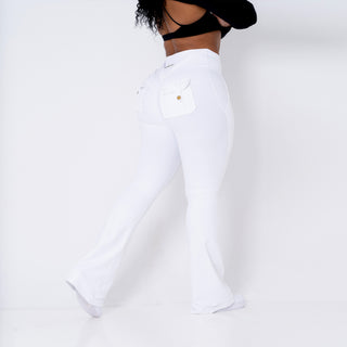 Curve-V Cargo EVO Flare Leggings - White