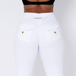 Curve-V Cargo EVO Flare Leggings - White