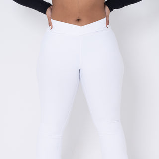 Curve-V Cargo Flare Leggings - White