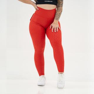 Curve X Leggings Pattern - Red Cheetah