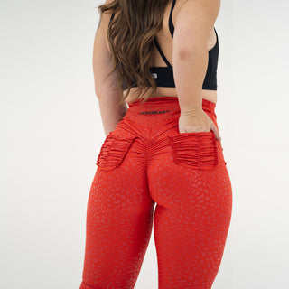 Curve X Leggings Pattern - Red Cheetah