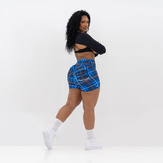 Curve X Shorts Pattern - Blue Gingham