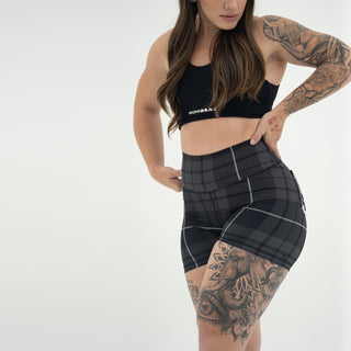 Curve X Shorts Pattern - Charcoal Gingham