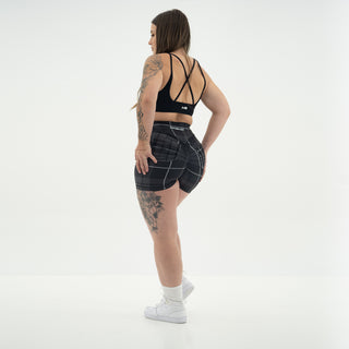 Curve X Shorts Pattern - Charcoal Gingham
