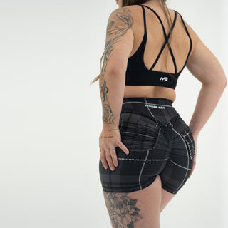 Curve X Shorts Pattern - Charcoal Gingham