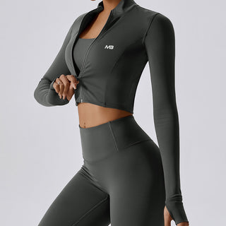 Defy Long Sleeve Zip - Charcoal