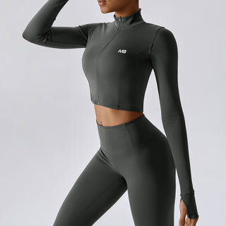 Defy Long Sleeve Zip - Charcoal