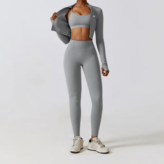 Defy Long Sleeve Zip - Grey