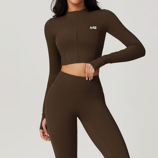 Defy Long Sleeve Zip - Espresso